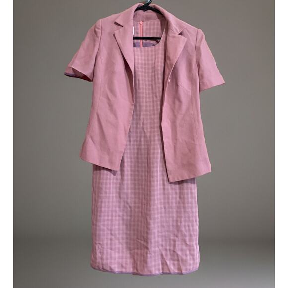 Gaomei Dress + Jacket Handmade Pink/purple Europe Size 36 Plaid‎ Pattern - Picture 1 of 7